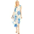 thumbnail image 5 of Sakkas Aba Women's Casual Summer Floral Print Sleeveless Loose Dress Cover-up - W-Blue - One Size, 5 of 5