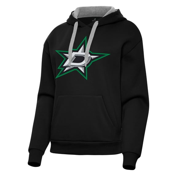 Women's Antigua Black Dallas Stars Victory Pullover Hoodie