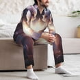 thumbnail image 7 of Naloa Fox Couple Men’s Pajamas Set - Long Sleeve Button Down Sleep Shirt and Pajama Bottoms Sleepwear Set-Medium, 7 of 7