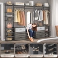 thumbnail image 3 of Aheaplus Durable Heavy Duty Garment Rack with 6 Drawers, Large Wall-Mounted Closet Organizer for Wardrobe, Bedroom, and Walk-in Closet, Gray Oak+Black, 3 of 9
