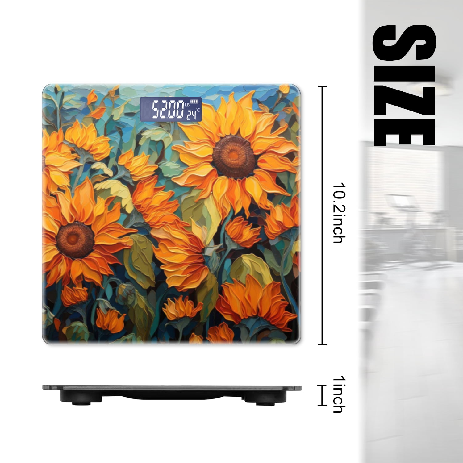 Bathroom Scale, Highly Accurate Digital Body Scale,Precisely Measures Weight up to 400 lbs-Sunflowers With Rich Colors