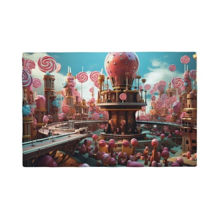 

Placemats Set of 6 fairy-tale-world-with-delicious-candy Place mats for Dining Table Indoor/Outdoor Cute Heat Resistant Washable Table Mats(18 x 12 )