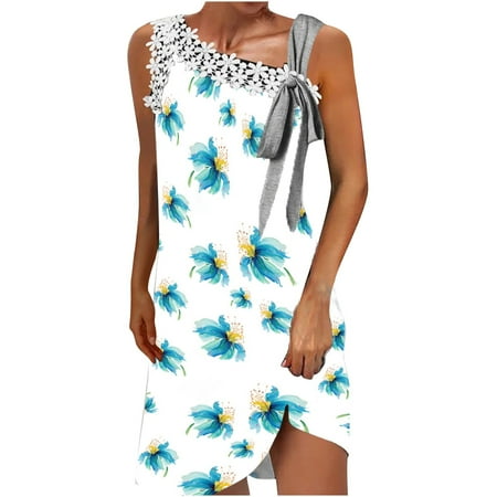 

Juebong Women s Summer Fashion Printed Round Neck Collar Sleeveless Off Shoulder Dress
