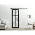 thumbnail image 6 of Sturdy Barn Door 32 x 80 inches | Planum 2122 Matte Black Frosted Glass | Stainless Steel 6.6FT Rail Hangers Heavy Set | Solid Panel Interior Doors, 6 of 6