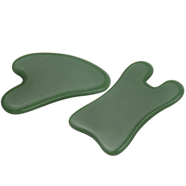 Juego de 2 tablas de piedra de jade para masaje facial, corporal y de cuello, ideal para relajación y cuidado personal.
