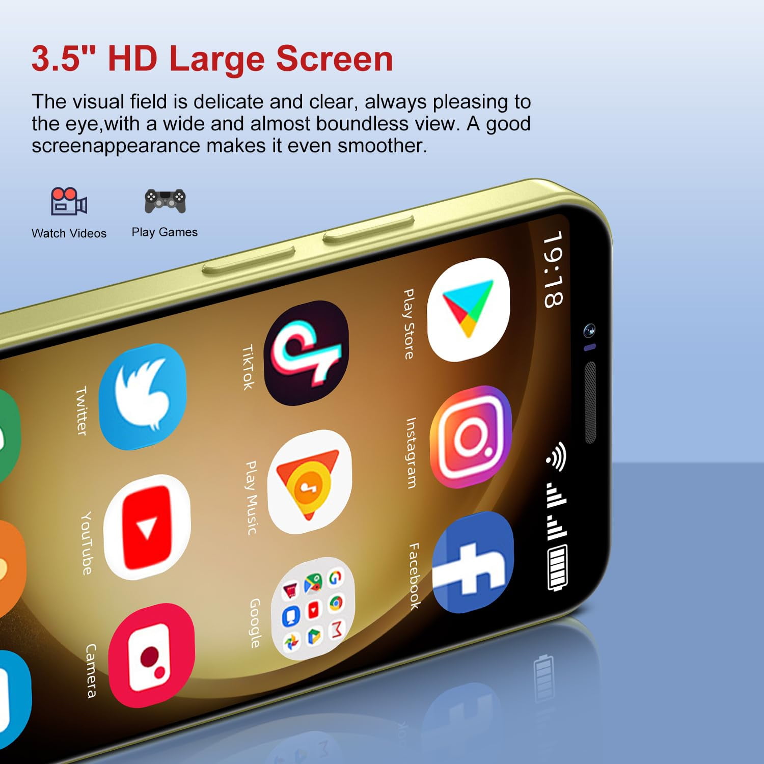 3G Mini Smartphone 3.5 Inch Android 10 Dual Sim 4GB+64GB Memory Face Unlock Premium Phone with WiFi Bluetooth for Student Pocket Cellphone, Black