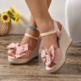 thumbnail image 5 of QQAMB Women's Wedge Sandals Large Size Summer Thick Soles Open Toe Casual Sandals with Bow, 5 of 8
