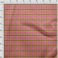 thumbnail image 3 of oneOone Cotton Jersey Pink Fabric Madras Check Quilting Supplies Print Sewing Fabric By The Yard 58 Inch Wide, 3 of 4