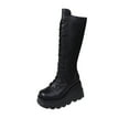 thumbnail image 2 of Women's Platform Wedge Heeled Mid Calf Boots, Punk Style Lace Up Boots, Women's Footwear, 2 of 8