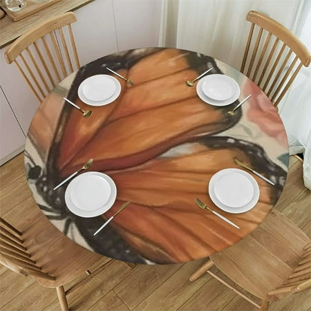 

Patifu Butterfly Flowers Round Tablecloth Stain-Resistant Washable 100% Polyester Ideal for Indoor Outdoor Restaurants Weddings Parties Home Kitchen Decor 54 -58