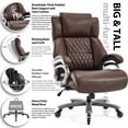 thumbnail image 4 of Big and Tall Office Chair 400lb with Lumbar Support, High Back Executive Leather Office Chair, Wide Computer Desk Chair with Tilt Lock and Swivel Rubber Wheels for Work, Study, Game, 4 of 9