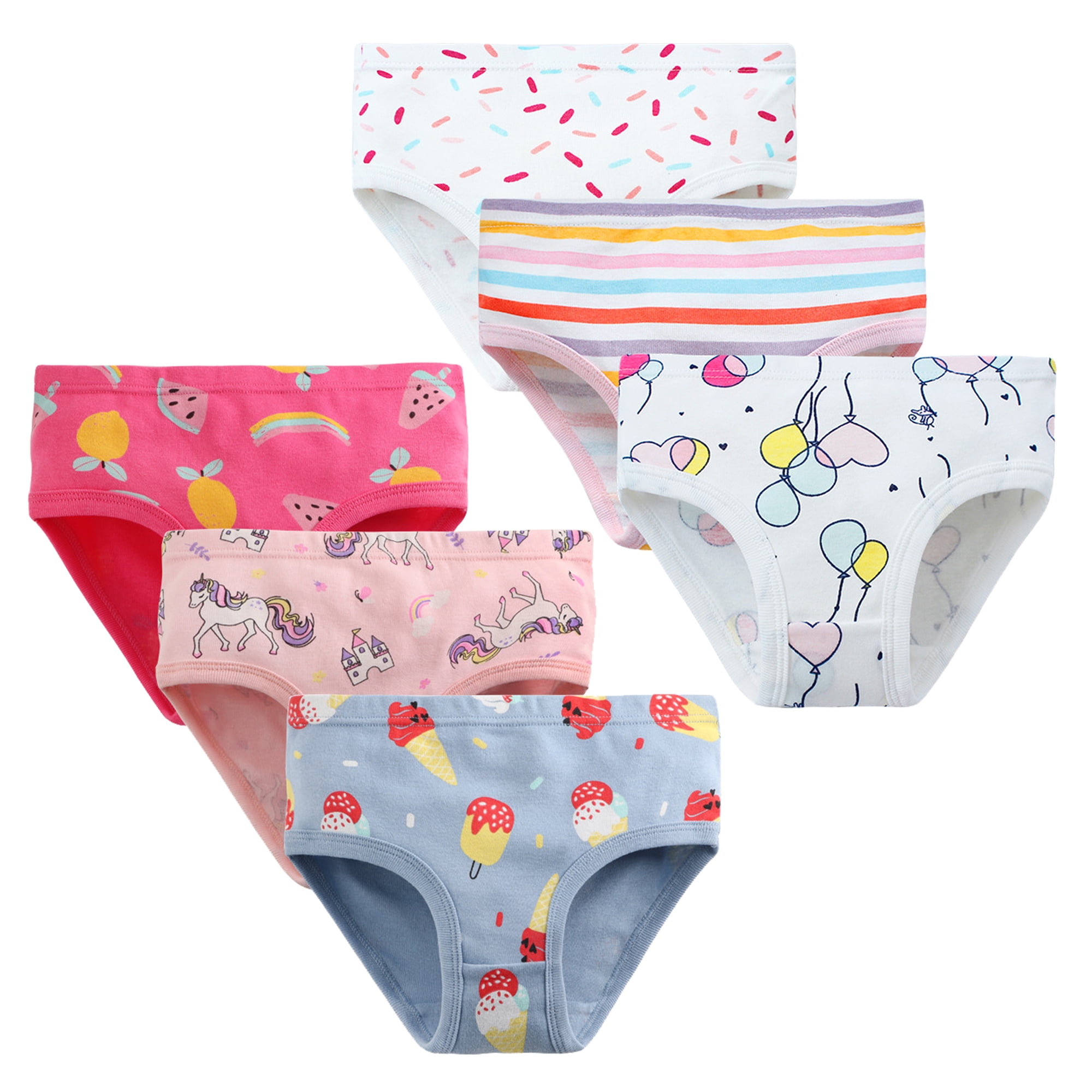 CMKid Toddler Girl Birefs 6Pack Soft Underwear Cute Cartoon Underpant