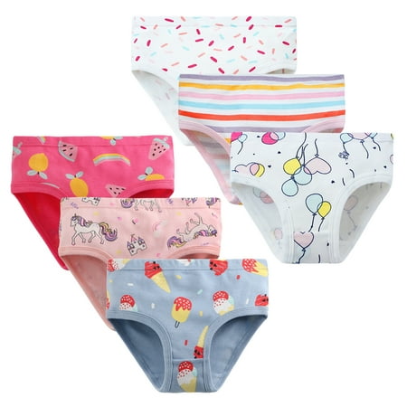 

CM-Kid Toddler Girl Birefs 6-Pack Soft Underwear Cute Cartoon Underpant 5T