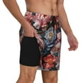 thumbnail image 3 of Picia Rose Flowers pattern Mens Swim Trunks with Compression Liner Stretch Beach Shorts Quick Dry with Zipper Pockets No-Chafing Board Shorts-Large, 3 of 9