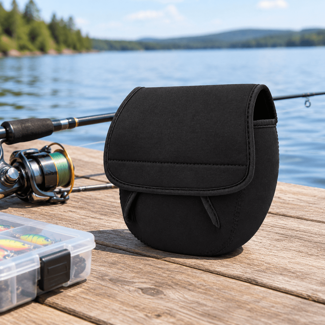 Neoprene Spinning Reel Cover Waterproof Fishing Protective Case Pouch L Fits 5000-8000 Series