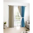 thumbnail image 3 of Blue Beige Ombre Blackout Curtains for Bedroom/Living Room, Thermal Insulated Kitchen Curtains, Contemporary Art Abstract Aesthetics Grommet Darkening Window Treatment Drapes 27.5"x39"x2, 3 of 8