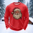 thumbnail image 3 of Christmas Shirts for Men Long Sleeve Casual Crewneck Santa Claus Graphic Distressed Waffle Shirt Holiday Party Shirts, 3 of 4