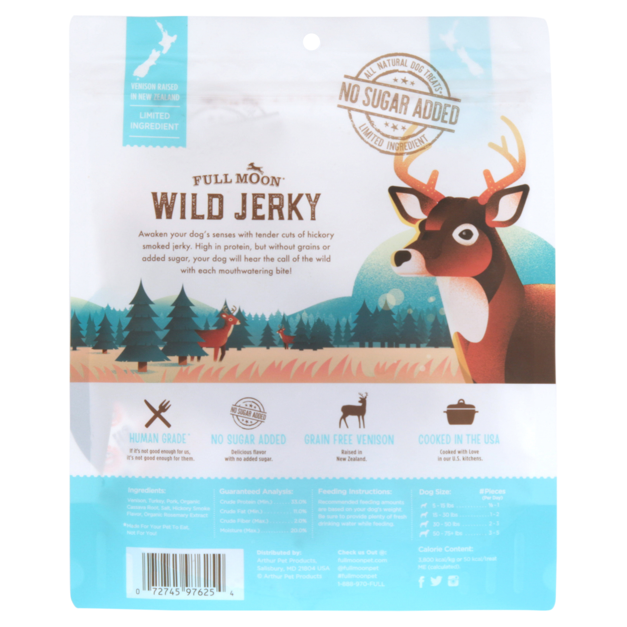 Full Moon All Natural Wild Jerky Dog Treats, Venison Recipe, 10 Ounce