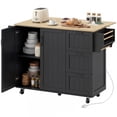 thumbnail image 1 of HOMCOM Kitchen Island w/ Drop Leaf, Rolling Kitchen Cart w/ Storage, Black, 1 of 4