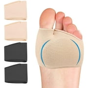 Metatarsal Sleeve Pads,Half Toe Bunion Sleeve Foot Care Forefoot Pad with Fabric Soft Gel,Ball of Foot Cushions for Diabetic Feet Metatarsalgia Mortons Neuroma Calluses Blisters-Men Women(2 Pairs) L