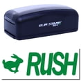 thumbnail image 1 of Large Pre-Inked Rush with Rabbit Stamp, Slim 1854, Ultra Slim Design, Impression Size 1-13/16" by 2-1/2", Up to 25,000 Impressions - Green Ink, 1 of 10