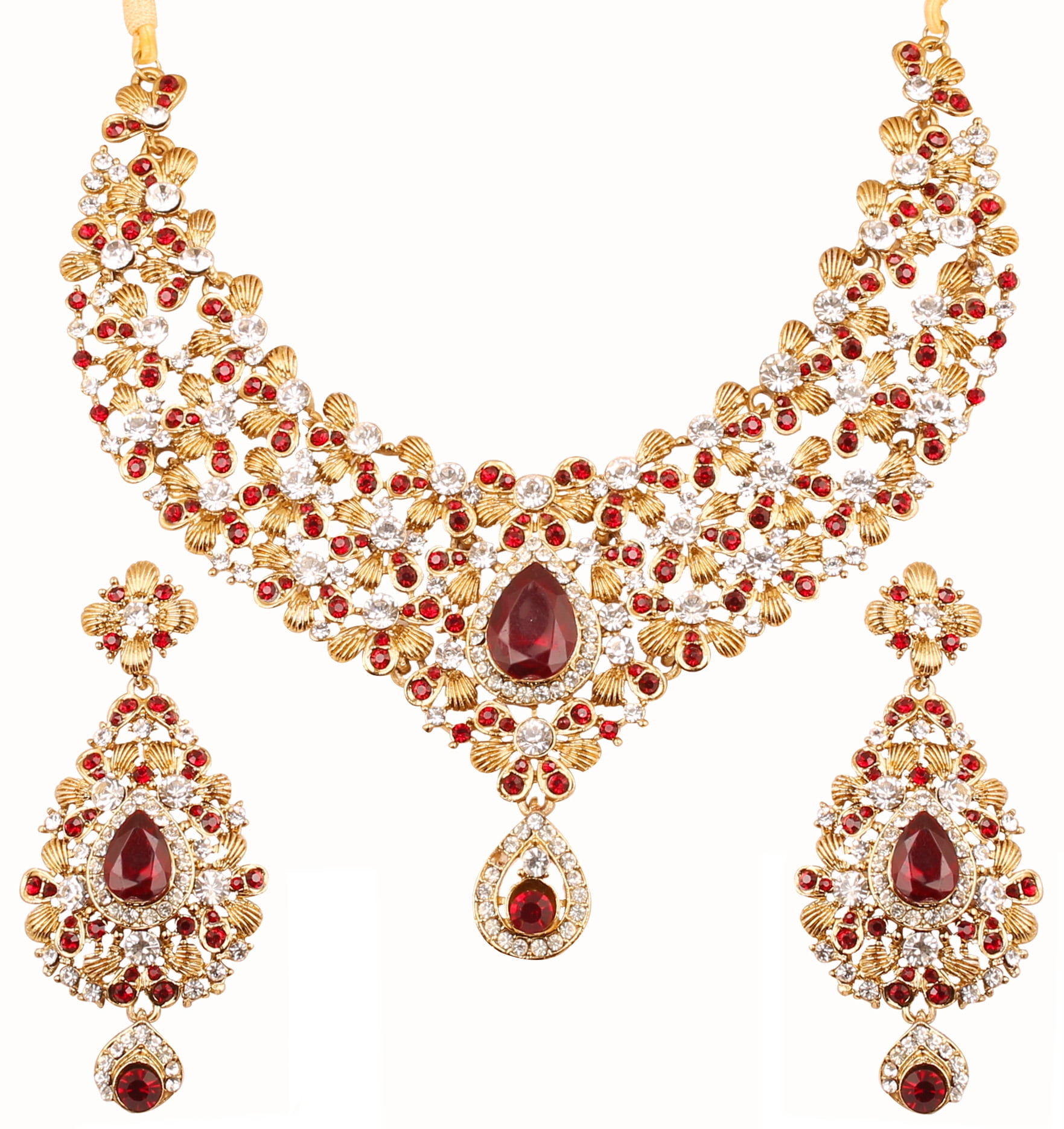  Touchstone Indian Bollywood Traditional Studded Look White Pink  Rhinestone Charming Bridal Designer Jewelry Necklace Set With Mangtika In  Silver Tone For Women.: Clothing, Shoes & Jewelry
