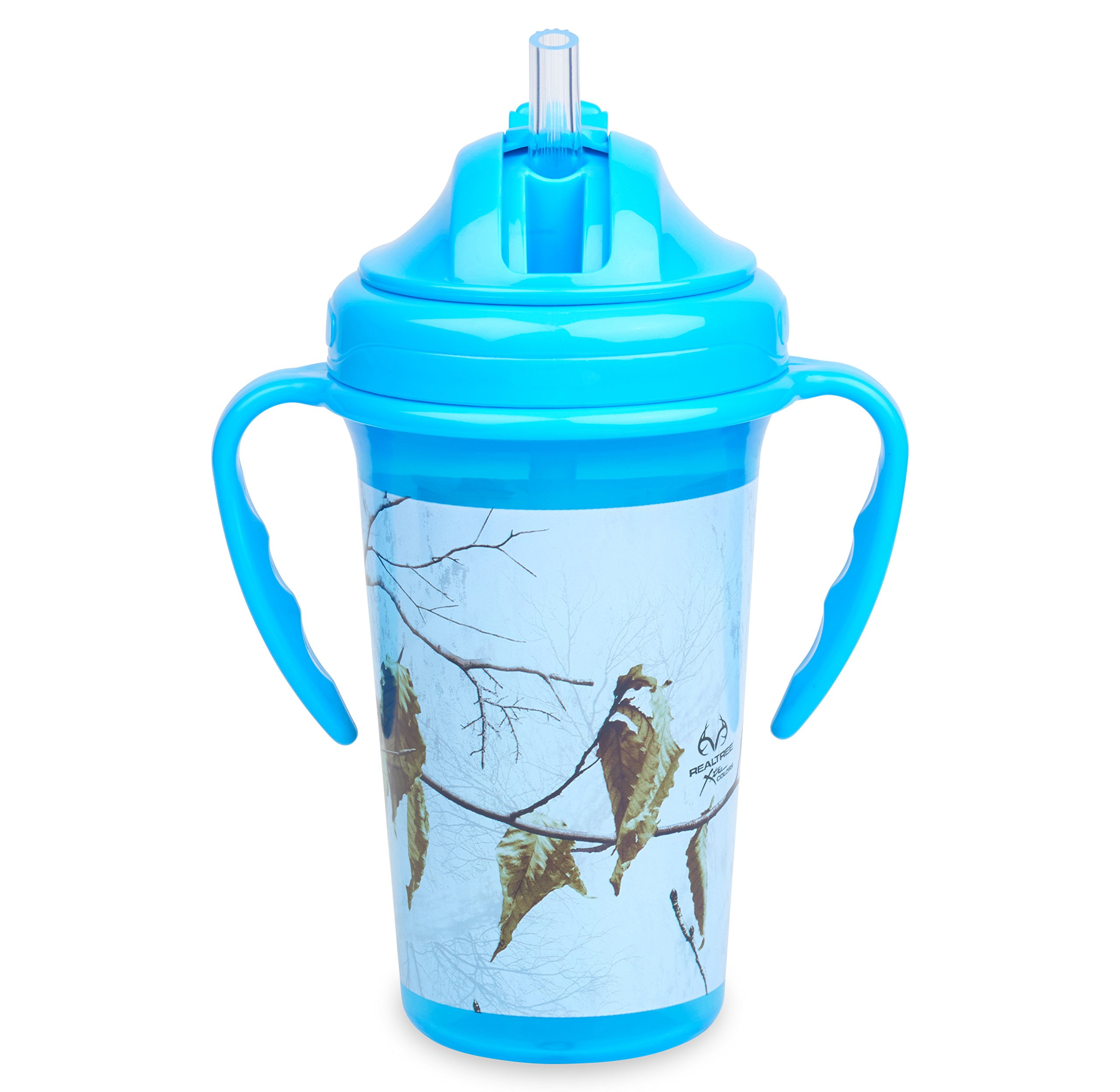 Copia RealTree Camo Xtra Colors Blue Straw Top Sippy Cup 10oz, with