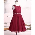 thumbnail image 5 of MSemis Kids Girls Sequins Floral Lace Flower Dress Bridesmaid Wedding Dress Red 4, 5 of 6