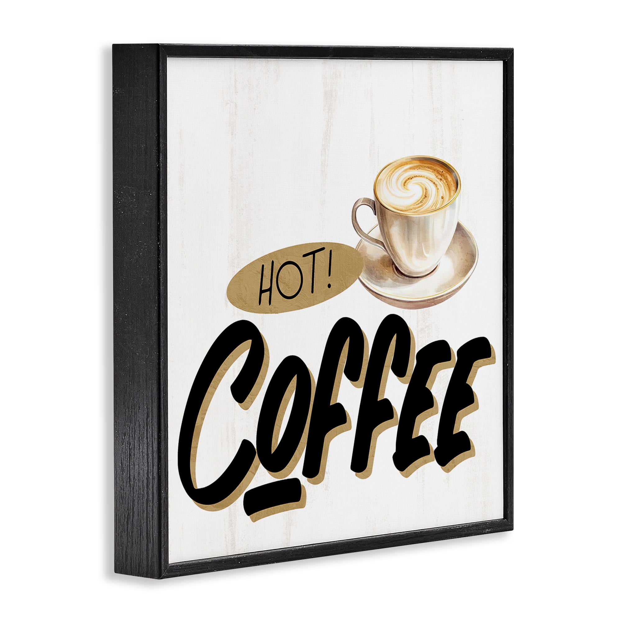 Stupell Industries Retro Fresh Hot Coffee Black Framed Giclee Art, design by Kim Allen