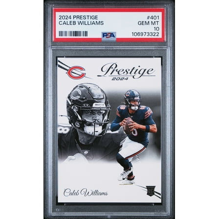 Caleb Williams 2024 Prestige Rookie Football Card #401 Graded PSA 10 Cert #106973322