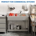 thumbnail image 2 of Free Standing Stainless-Steel Single Bowl Commercial Restaurant Kitchen Sink Set w/Faucet & Drainboard, Prep & Utility Washing Hand Basin w/Workbench & Storage Shelves Indoor Outdoor, 2 of 9