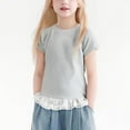 thumbnail image 2 of zbxnLI Kids Girls Short Sleeve T-Shirts Lace Hem Toddler Girls Crew Neck Casual Cute Blouses, 2 of 7