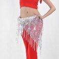 thumbnail image 2 of Womens Belly Dancing Belt Hip Scarf Wrap Belt Skirt with Sequins And Tassels - White, 2 of 8