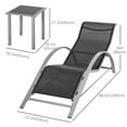 thumbnail image 3 of Outsunny 3 Pcs Patio Pool Lounge Chairs Set, Outdoor Chaise lounge, Table, 3 of 10