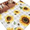 thumbnail image 2 of 6'x9' Area Rugs, Sunflower Indoor Outdoor Area Rug for Living Room Bedroom, Farmhouse Grey Buffalo Check Floral Bee Washable Bathroom Rugs Kitchen Floor Carpet Mats Home Decor Aesthetic, 2 of 8