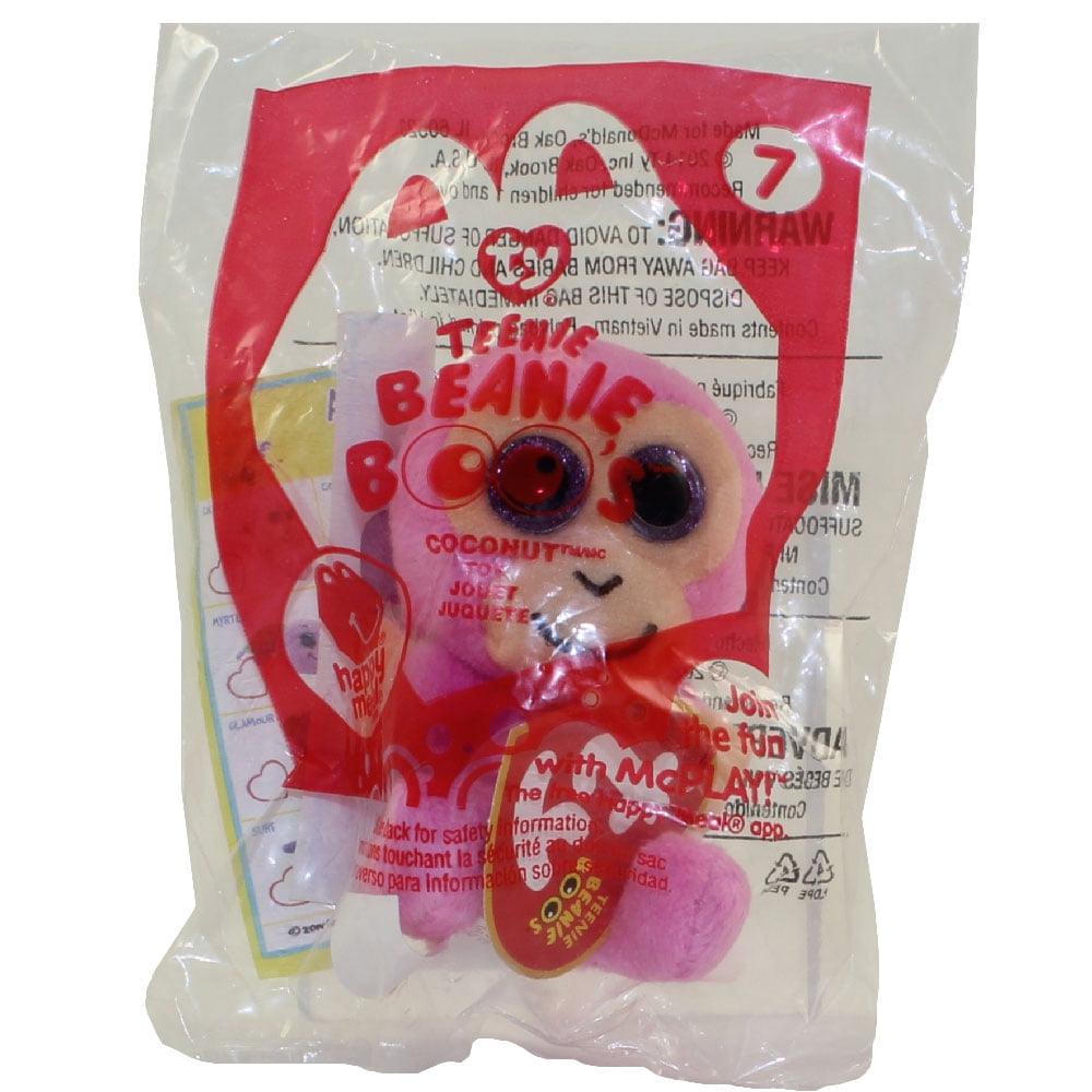 2014 TY BEANIE BOOS MCDONALDS PLUSH HAPPY MEAL TOY PINK COCONUT MONKEY #7