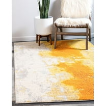 Rugs.com Hyacinth Collection Rug – 7' x 10' Yellow Medium Rug Perfect For Bedrooms, Dining Rooms, Living Rooms