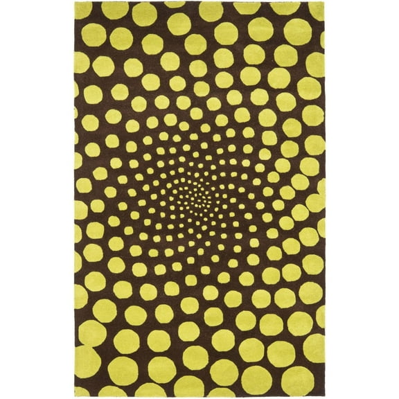 SAFAVIEH Soho Chloe Polka Dots Wool Area Rug, Brown/Green, 3'6" x 5'6"