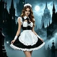 thumbnail image 5 of Rggeeun Halloween for Women Renaissance Women Gothic Dress Corset Dress Fly Sleeve Lapel Collar Ruffle Bow Dress Evening Party Classic,Black,2Xl, 5 of 7
