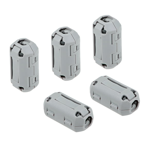 7mm Ferrite Cores Ring Clip-On RFI EMI Noise Suppression Filter Cable Clip Grey 5pcs