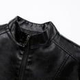 thumbnail image 4 of Maoxin Mens Jacket Men's Winter Long Sleeved Leather Motorcycle Jacket Zipper Coat Long Sleeve Hoodless Faux Leather Jackets Plus Size Jackets for Men Black 2XL, 4 of 6