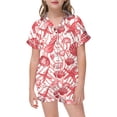thumbnail image 1 of Tenues Filles 2025 & Ensemble 2 Pcs Pyjamas Ados Tenues pour Enfants Graphique Premier Action de Grâce Imprimé Manches Courtes Bouton Mix et Tenues Chemise Shorts Pyjama, 1 of 4