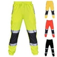 thumbnail image 2 of ZHaobin New Men'S Safety Work Clothes Casual Pants Road Work High Reflective Strips Pants High Visibility Overalls Joggers Workwear (Black,L), 2 of 6