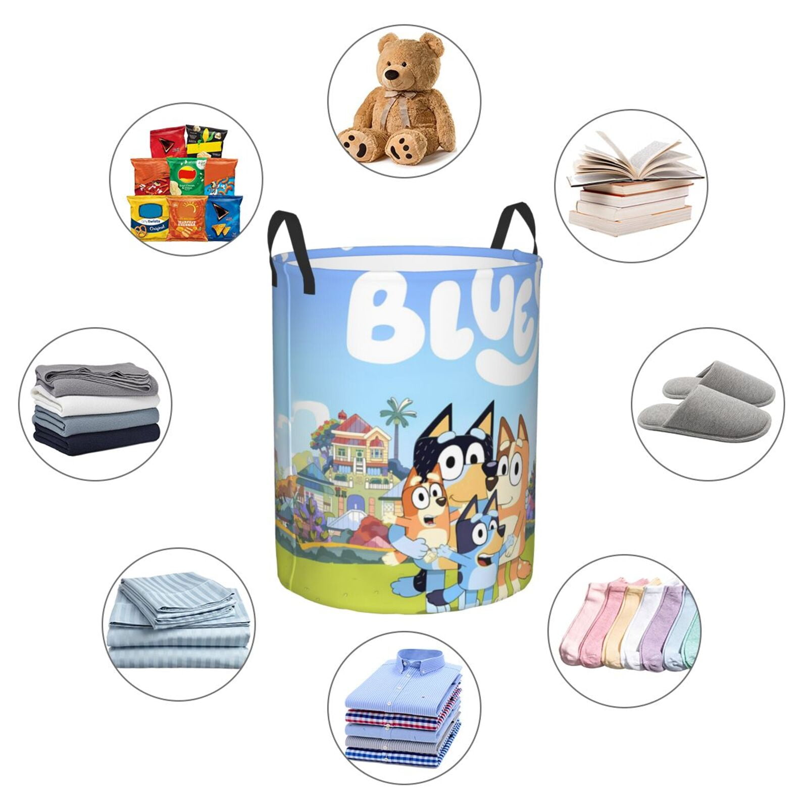 Netaao Bluey for Circular Hamper Modern Laundry Basket with Handles-Medium