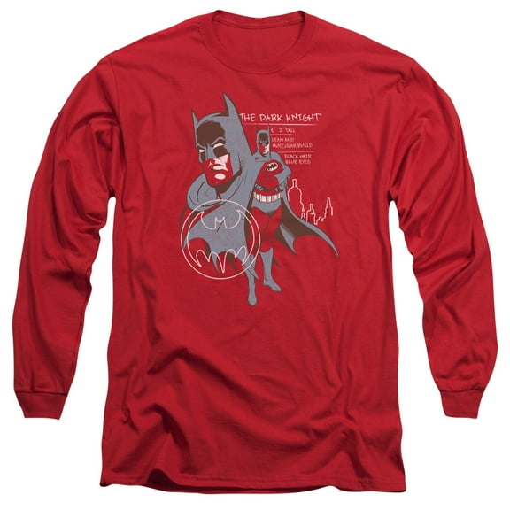 Batman Lean And Muscular Long Sleeve Adult 18/1 T-Shirt-Red