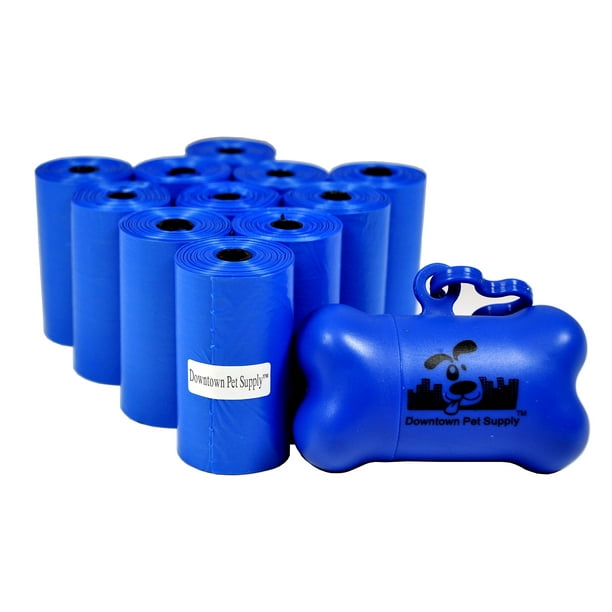 Downtown Pet Supply Dog Poop Bags with Free Poop Bag Holder, Blue, 220