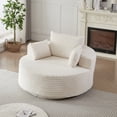 thumbnail image 2 of Leumius 55" Oversized Round Swivel Accent Chair,Upholstered Corduroy 360 Degree Swivel Chair for Living Room, Bedroom, Lounge and Projection Room,Beige, 2 of 11