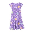 thumbnail image 3 of hengsof Girls Easter Holiday Tiered Dress for 4-15 Years Old Short Sleeve Flutter Sleeve Round Neck Printed Belted Waist Sundress Spring Party Dress, 3 of 5