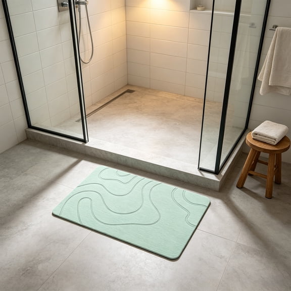 Diatomaceous Earth Stone Bath Mat Super Absorbent Quick Dry Non Slip Soft Washable Bathroom Floor Mat for Shower Vanity Kitchen Entryway
