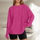 thumbnail image 1 of MHFRRA Camiseta de Manga Larga Oversize de Moda, Informal, Básica, con Cuello Redondo, para Uso Diario. Rosa Fuerte, 1 of 5